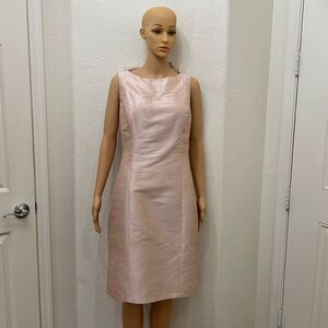 Alfred Sung Pearl Pink Silky Shimmer Sleeveless Dress Open Back Bow Size 12